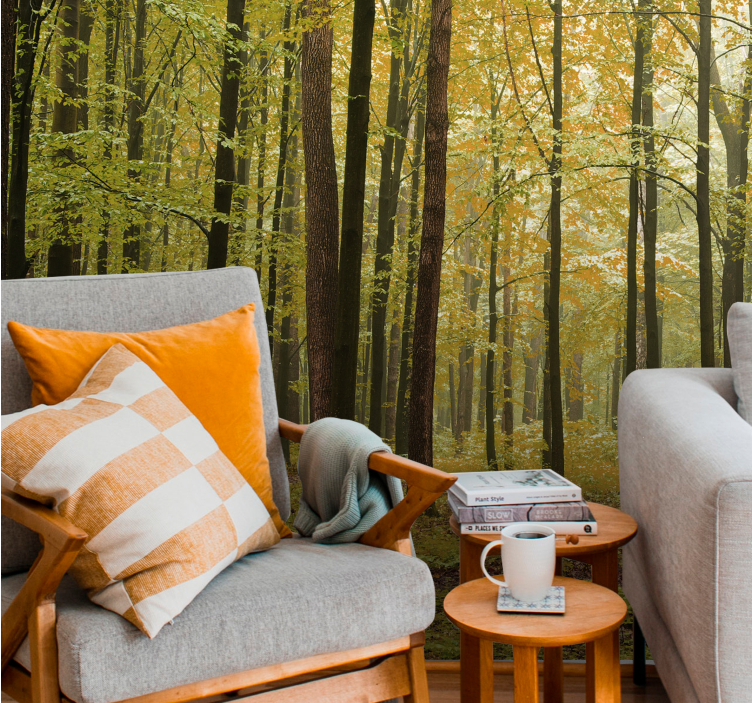 森の壁の壁画秋の森林の風景 - TENSTICKERS