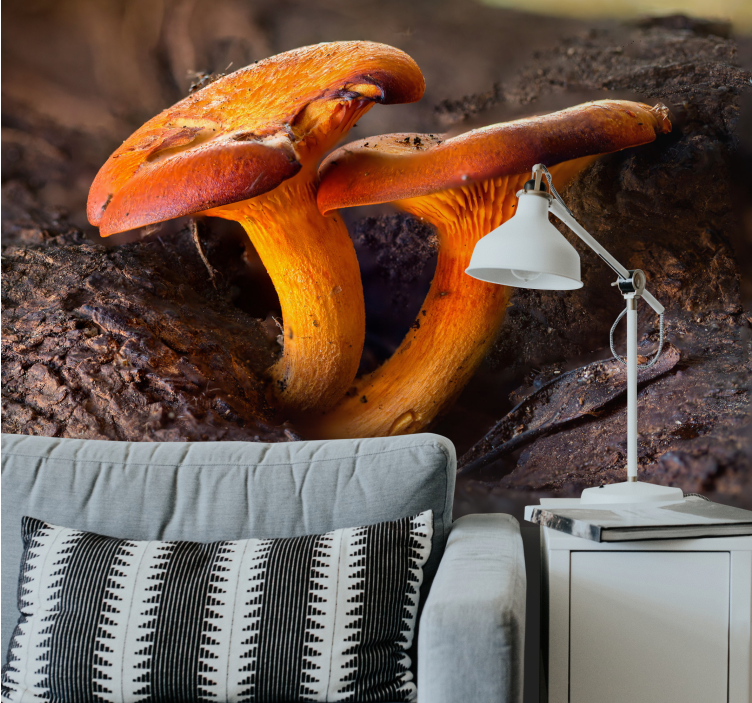 森の壁の壁画きのこ自然風景 - TENSTICKERS