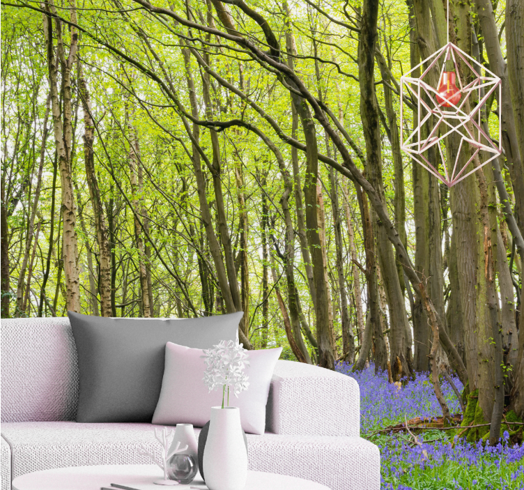 森の壁の壁画鮮やかな緑の木々 - TENSTICKERS