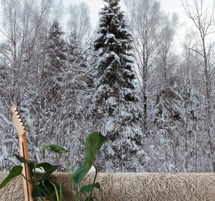 森の壁の壁画冬の森の風景 - TENSTICKERS