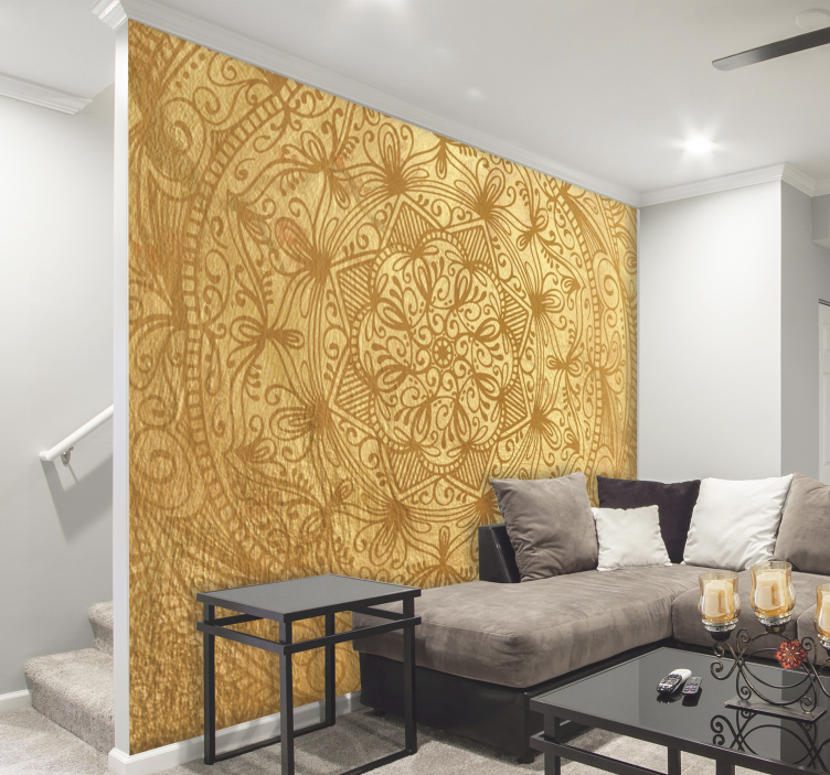 見事な黄金のマンダラ写真壁画 - TENSTICKERS