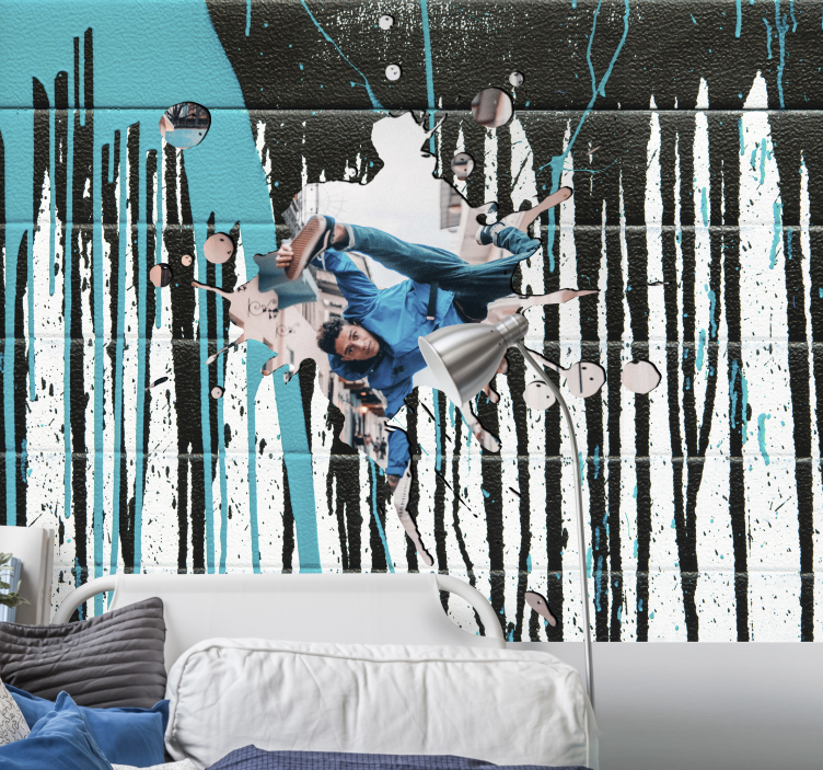 涂鸦 壁画 ダイナミックスケートボードアクション - TENSTICKERS