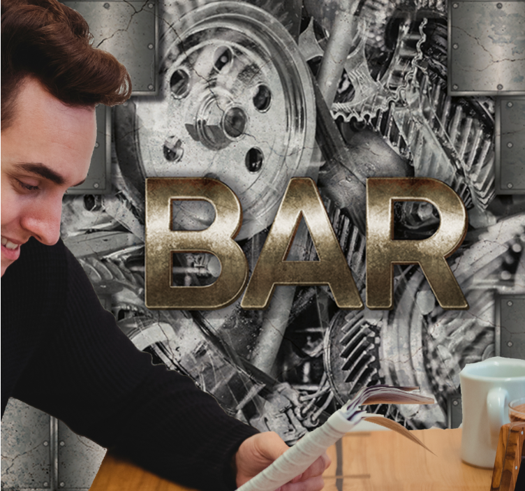 涂鸦 壁画 工業ギア文字 - TENSTICKERS