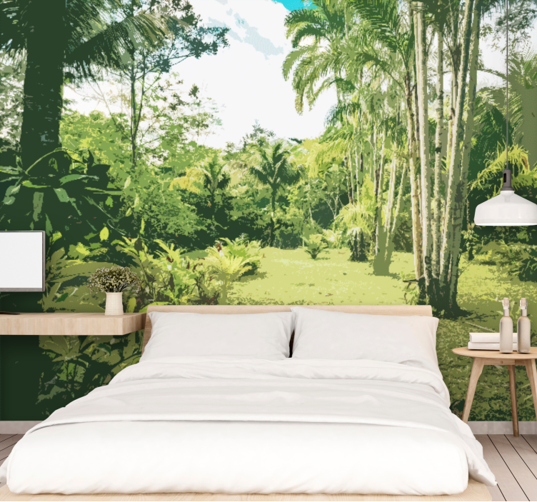ジャングルの壁画 豊かなトロピカル風景 - TENSTICKERS