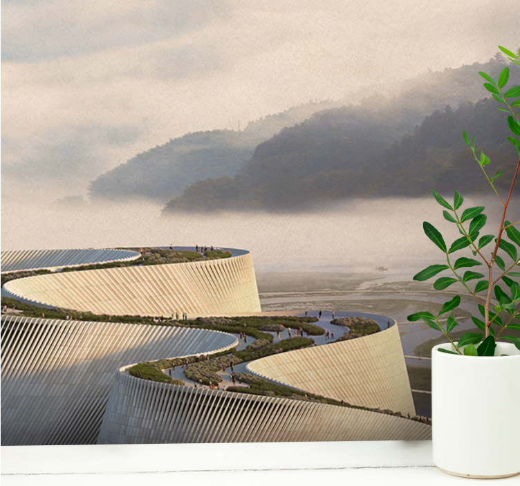 風景壁壁画曲線的建築形状 - TENSTICKERS