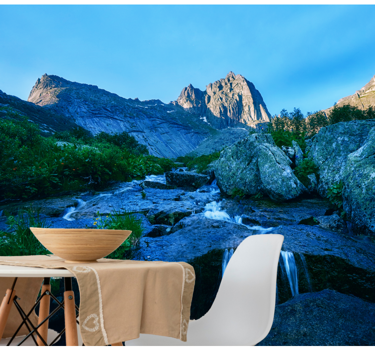 風景壁壁画山の渓流の景色 - TENSTICKERS