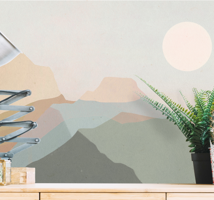 風景壁壁画山の夕暮れの景色 - TENSTICKERS