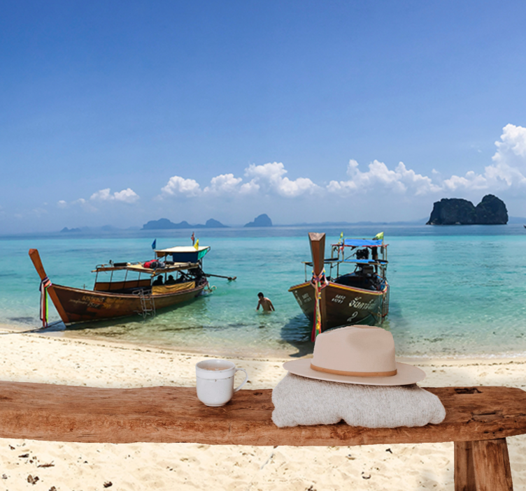 風景壁壁画トロピカルビーチシーン - TENSTICKERS