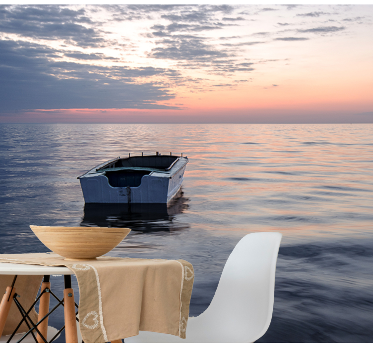 孤独なボート湖の海の壁画 - TENSTICKERS