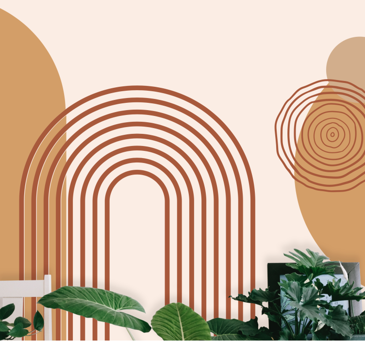 新しい温かみのある幾何学的なスタイルの抽象的な壁の壁画 - TENSTICKERS