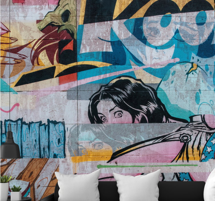 オリジナルのカラフルな落書きアーバンアート壁画 - TENSTICKERS