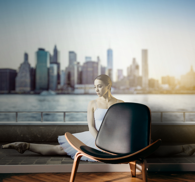 人の壁の壁画バレエダンサーの街並み - TENSTICKERS