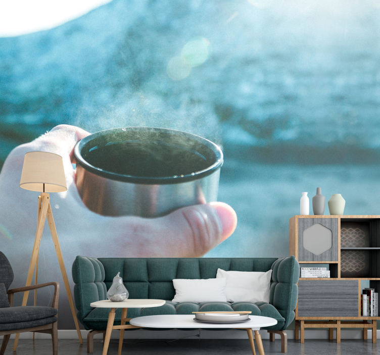 人の壁の壁画飲み物を持つ手 - TENSTICKERS