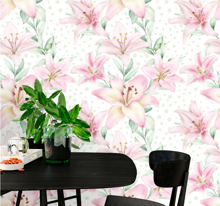 ケシの壁の壁画 繊細なユリの花柄 - TENSTICKERS