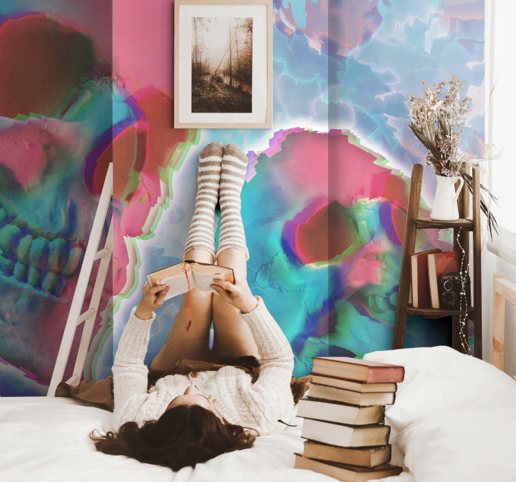 サイケデリックな死の頭の壁の壁画 - TENSTICKERS