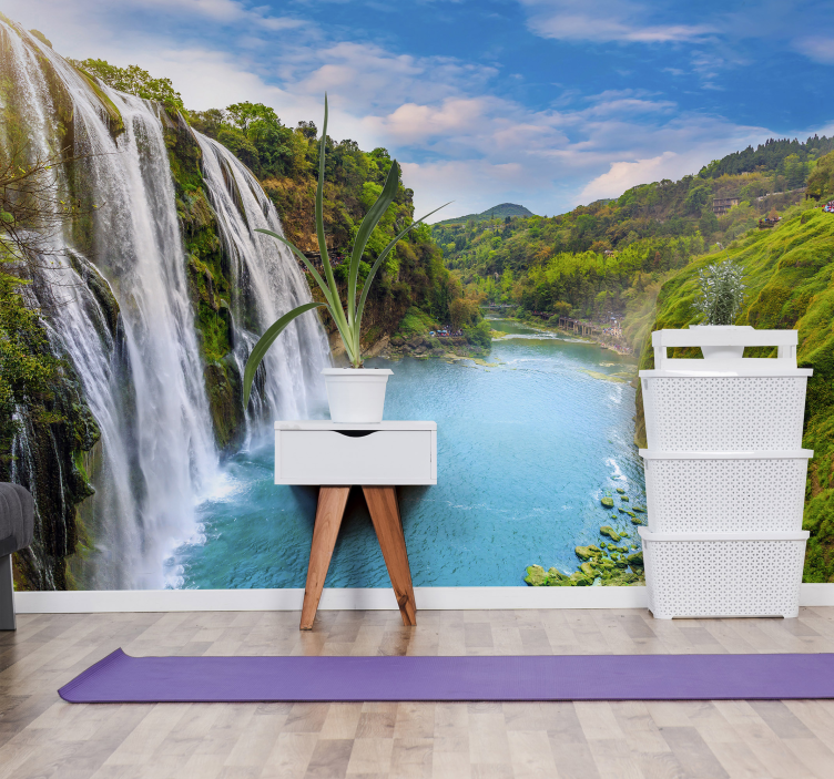 川の滝の壁の壁画 - TENSTICKERS