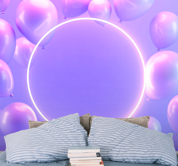 愛の壁画浮かぶ風船のサークル - TENSTICKERS