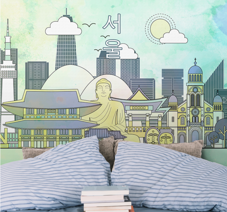 サインソウル市イラストオフィス壁画 - TENSTICKERS