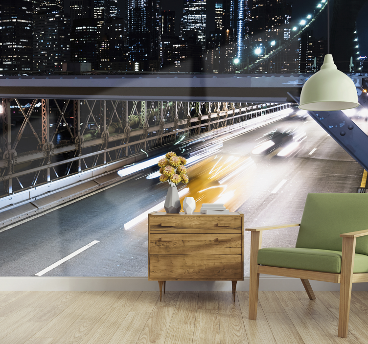 ニューヨークの壁壁画橋と車 - TENSTICKERS