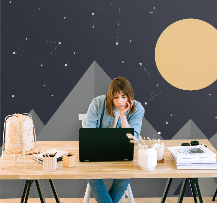 壁画 天の川 月明かりの山頂 - TENSTICKERS