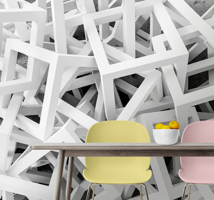 テクスチャとパターン 壁画 抽象的な白い形状 - TENSTICKERS