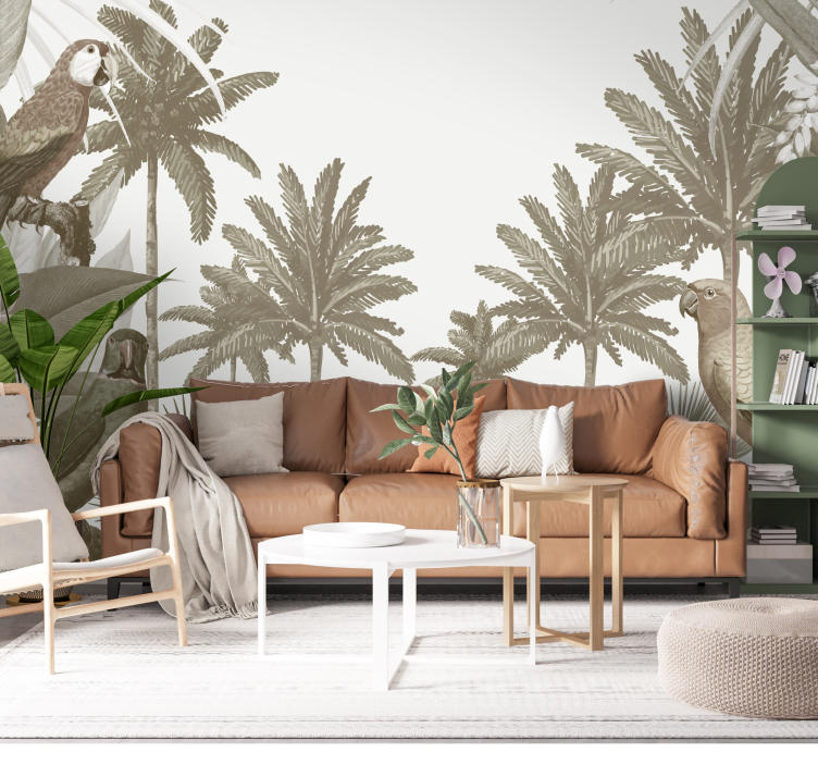 ヴィンテージ熱帯動物相ウォールミューラル - TENSTICKERS