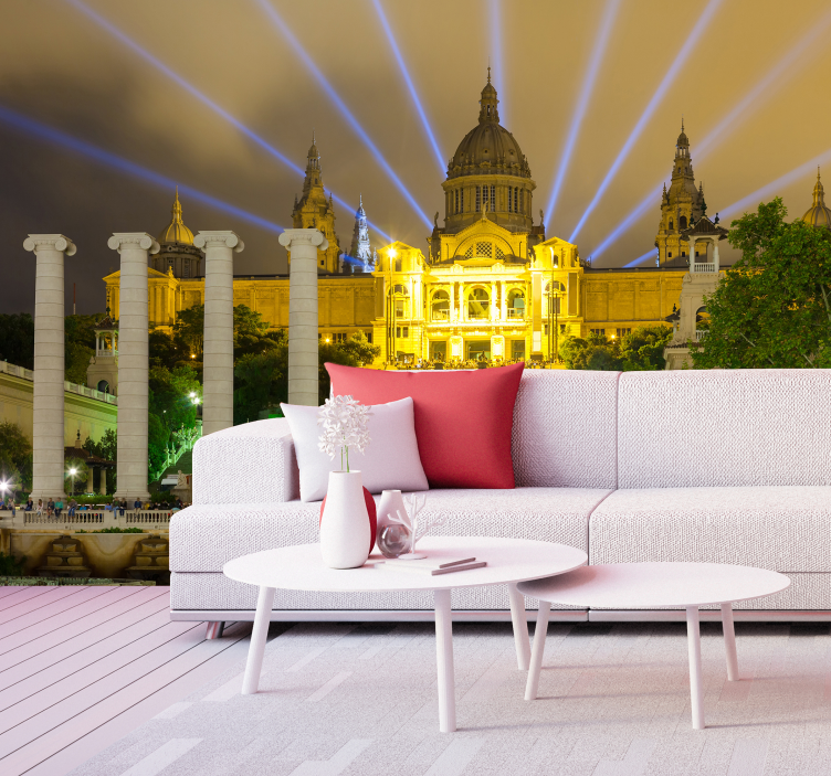 都市と国の壁の壁画 バルセロナの夜景 - TENSTICKERS