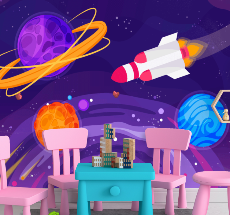 ファンタジー壁画宇宙のロケット - TENSTICKERS