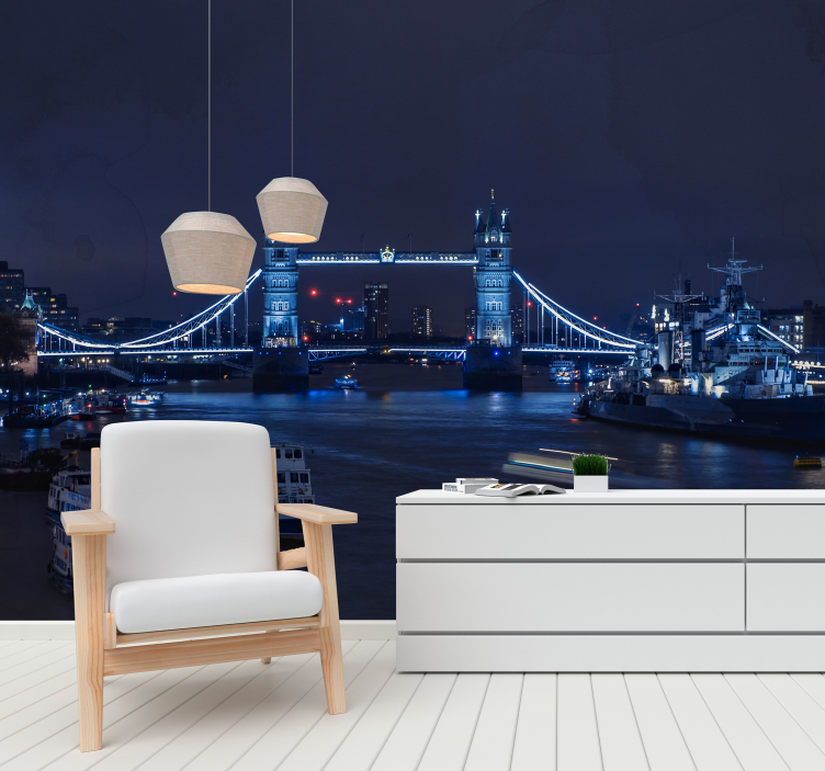 ロンドン 壁画 タワーブリッジ夜景 - TENSTICKERS