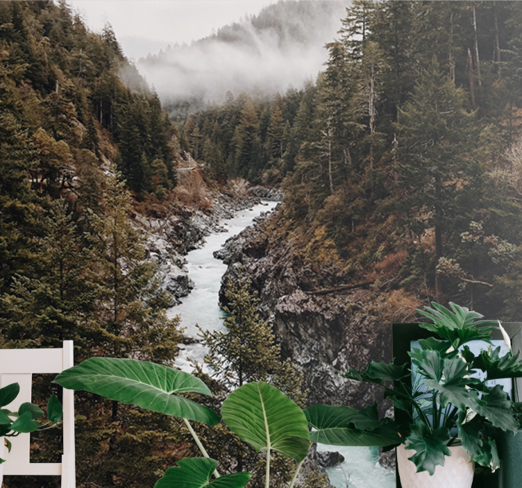 自然 壁画 壮大な川の風景 - TENSTICKERS