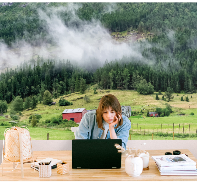 自然 壁画 ノルウェーの森 - TENSTICKERS