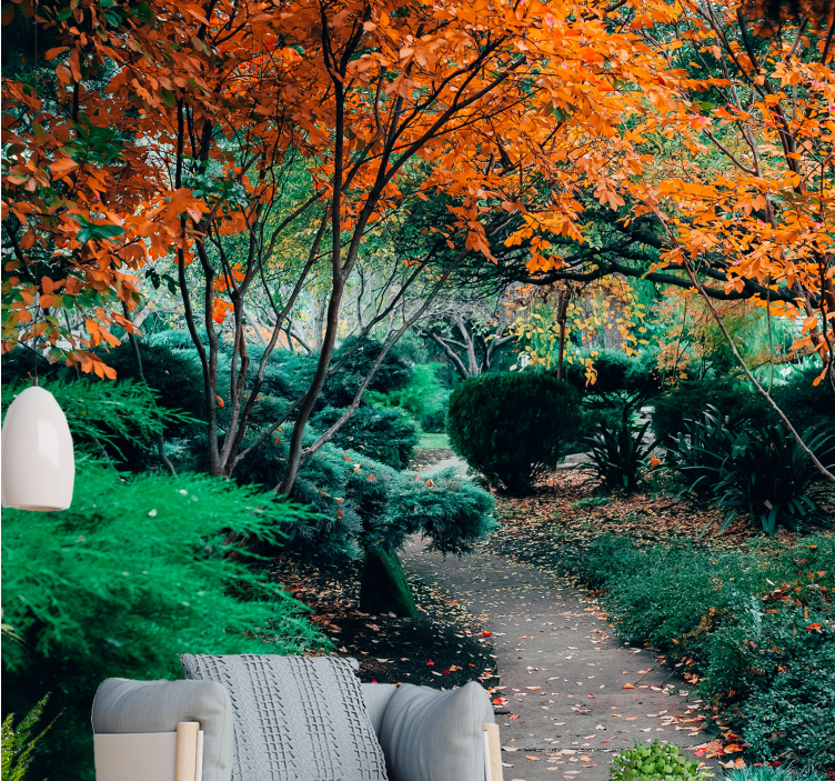 自然 壁画 木々の間の小道 - TENSTICKERS