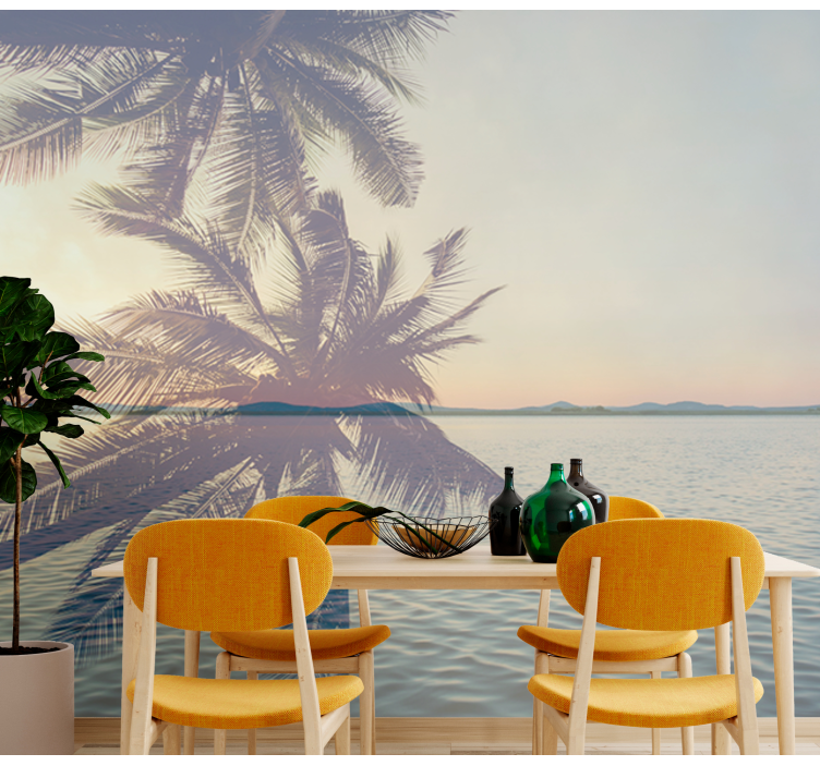 自然 壁画 穏やかなヤシのシルエット - TENSTICKERS