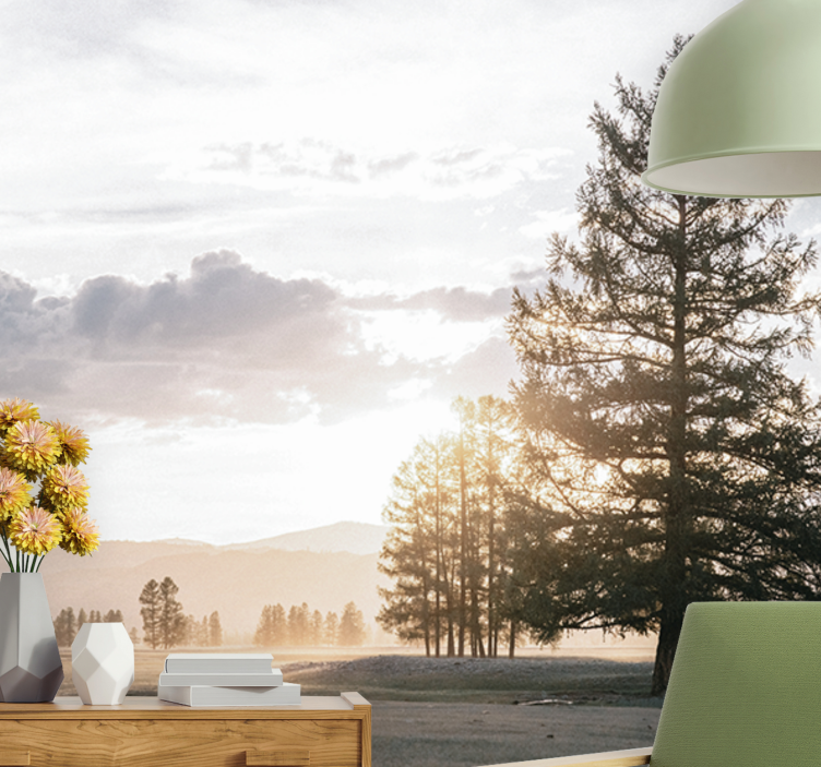 自然 壁画 穏やかな松のシルエット - TENSTICKERS