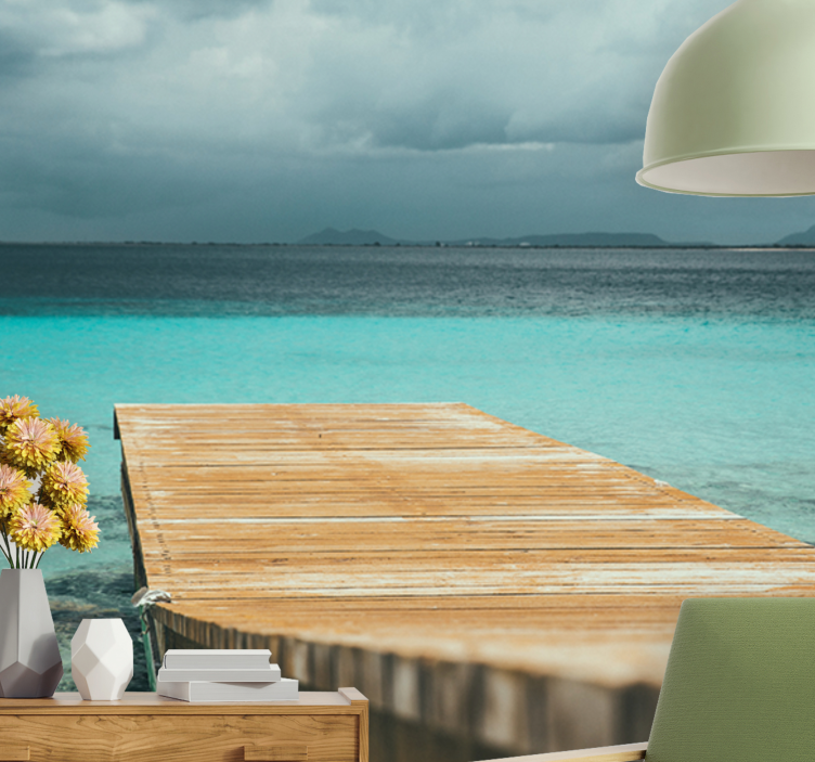 自然 壁画 穏やかな海辺の桟橋 - TENSTICKERS