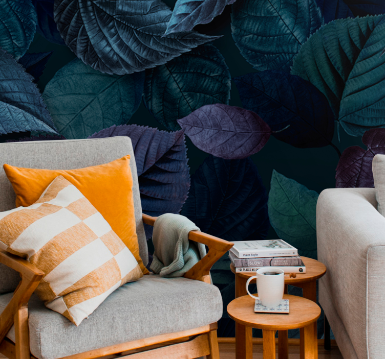 自然 壁画 柔らかな葉のパターン - TENSTICKERS