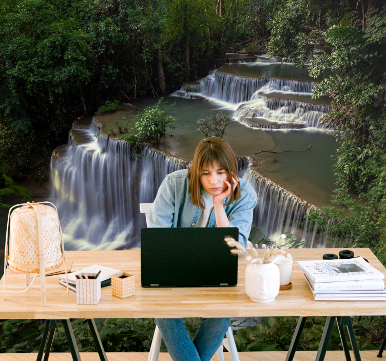 自然 壁画 穏やかな滝の隠れ家 - TENSTICKERS