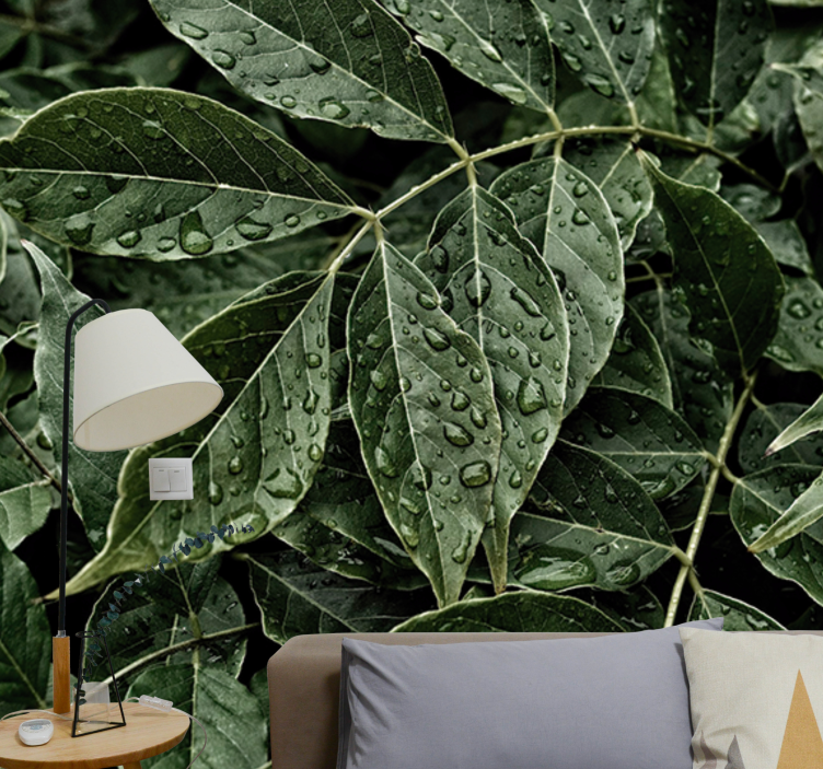 自然 壁画 鮮やかな葉の表面 - TENSTICKERS