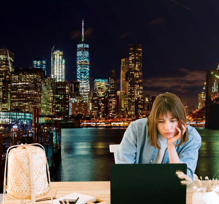 ニューヨークの壁画マンハッタン夜景 - TENSTICKERS