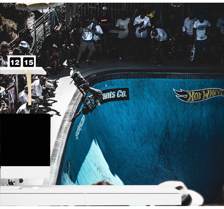 車 壁画 トリックを披露するスケートボーダー - TENSTICKERS