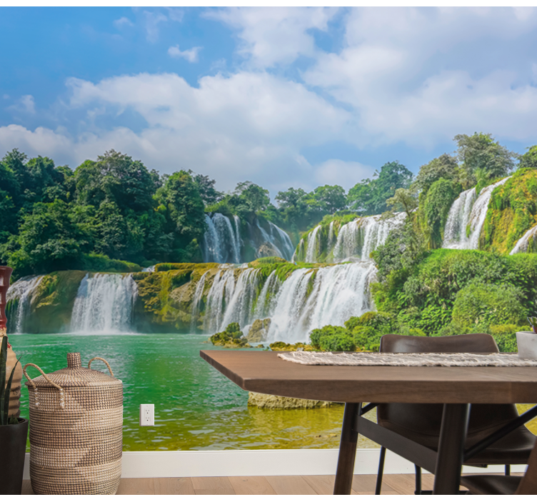 滝の壁の壁画穏やかな滝の眺め - TENSTICKERS