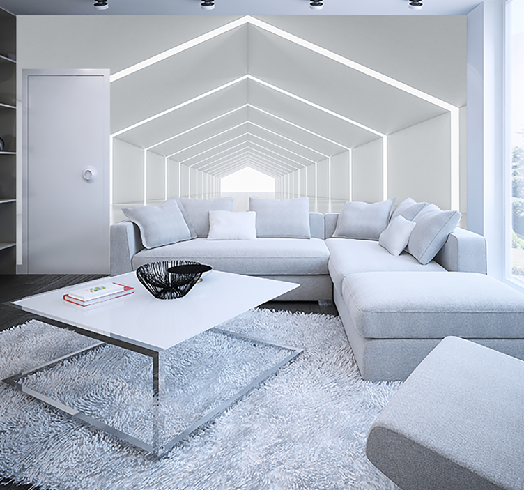 白いトンネル3 d壁壁画 - TENSTICKERS