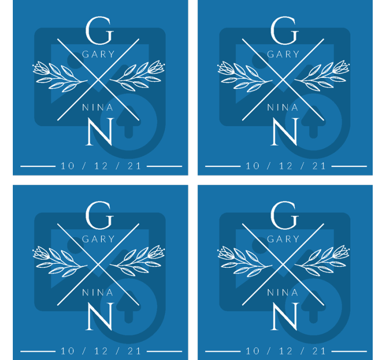 コースター 結婚式 カップルのイニシャル入り - TENSTICKERS