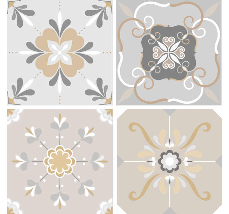 花柄のタイルコースター - TENSTICKERS