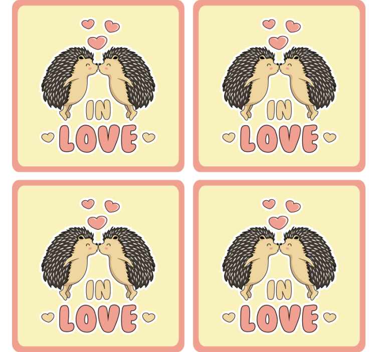 現代のコースター ハリネズミのキスとハート - TENSTICKERS