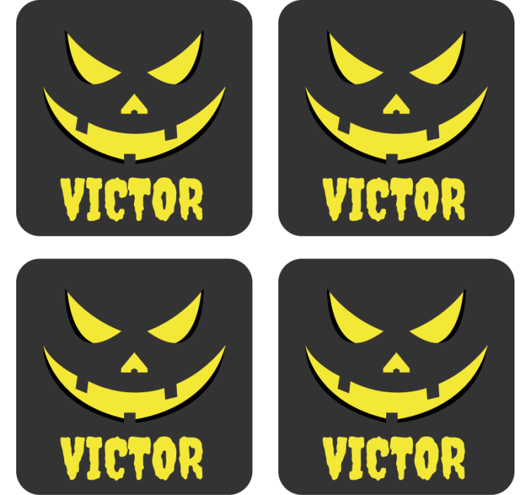 パーソナライズされたカボチャの顔のコースターハロウィーン - TENSTICKERS