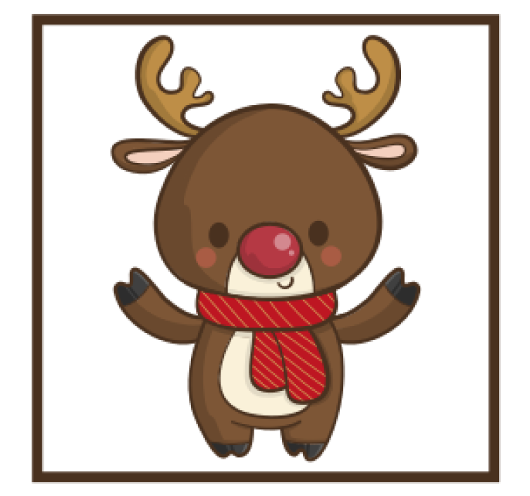 コースター クリスマス スカーフをつけた陽気なトナカイ - TENSTICKERS