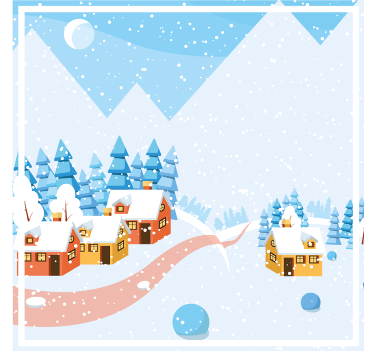コースター クリスマス 雪の村の風景 - TENSTICKERS