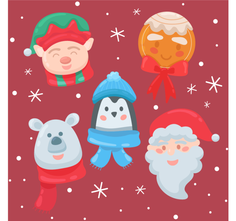 コースター クリスマス お祝いのフィギュアセット - TENSTICKERS