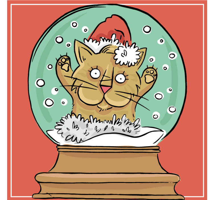 コースター クリスマス かわいい猫のスノーグローブ - TENSTICKERS